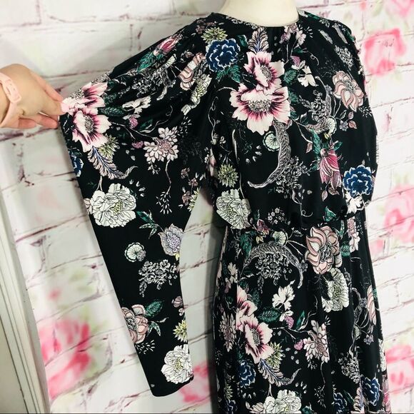 AFRM long sleeve floral open back midi dress - Picture 5 of 12